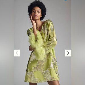 Anthropologie SHRUTI SANCHETI FAUX FEATHER DRESS - Size Small